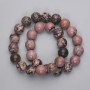 Rhodonite Beads – Smooth Spheres, 12.5 mm Diameter, on Beading Thread, 37 cm Length