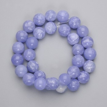Agate Beads - Smooth 12mm on Beading Thread, Length 37 cm approx.