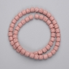 Pink lava beads, cylindrical 6×6 mm, on beading thread, length 38 cm+