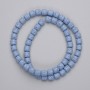 Blue volcanic lava beads, cylindrical, 6x6 mm, on thread, length 38 cm+