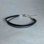 Black Eco-leather Bracelet, black color, 18 cm length + 5 cm extender chain