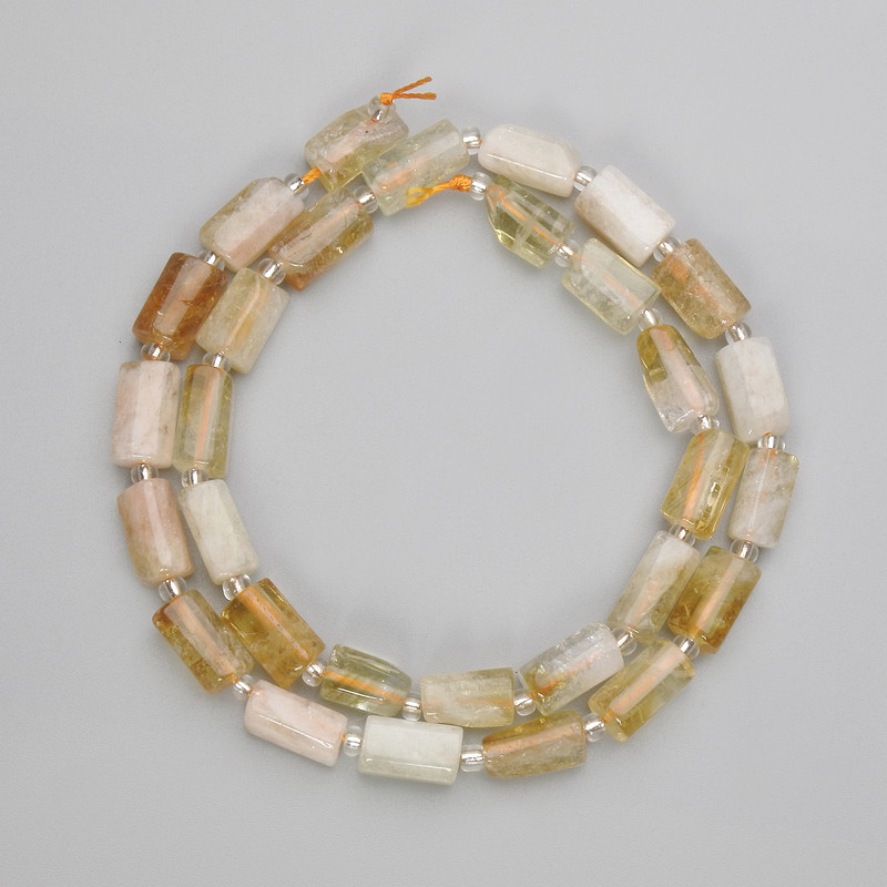 Faceted Citrine Beads, diameter 10 mm, 5-11×6-6 mm, 5 mm ± seed beads 3 mm ±, length 39 cm ± on thread