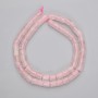 Pink quartz cylindrical beads, 6x6 mm, on thread, length 38 cm
