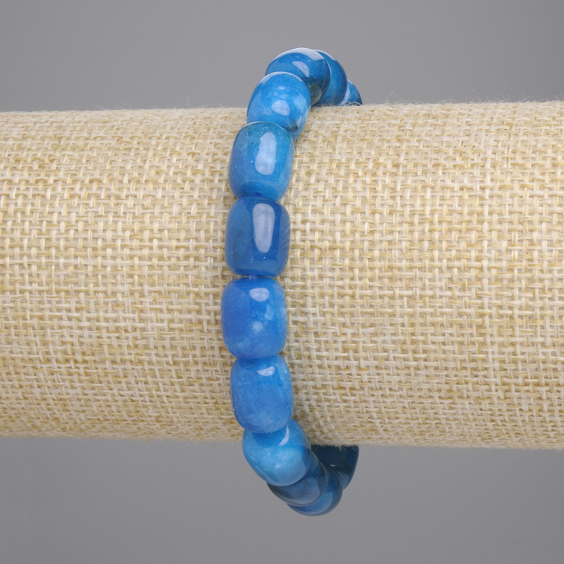 Apatite Barrel Bracelet, diameter 11×9 mm ±, length 18 cm ±, elastic