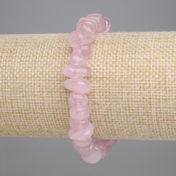 Pink Quartz Chips Bracelet, 9-16 x 5-7 mm, 18 cm Stretch