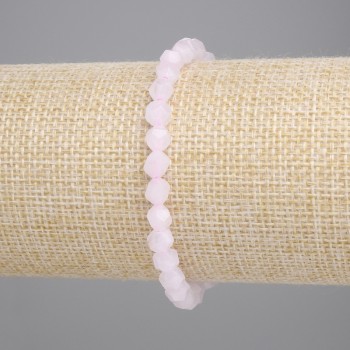 Rose Quartz Bracelet with Faceted Beads, 6x5 mm, 18 cm Stretch
