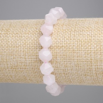 Rose Quartz Faceted Bracelet, 5mm beads, diameter 10x8, length ~18 cm, elastic