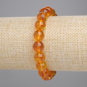 Citrine Bracelet with Smooth Beads, 10mm Diameter, 18cm Length, Elastic