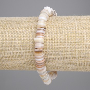 Bracelet made of Scapharca shell, rondel beads, 8×2 mm, 18 cm, elastic