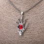 Pendant 'Dragon's Paw' with Red Dragon Eye 30 x 50 mm on a chain, chain length 65 cm, silver metal color