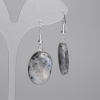 Larvikite Oval Earrings 25x18 mm, length approx. 45 mm