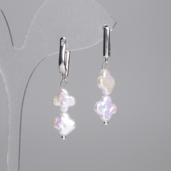 Baroque Pearl Earrings 'Clover' 10mm, length 39mm