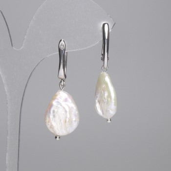 Baroque Pearl Earrings 20×15 mm, length about 42 mm