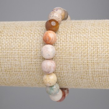 Petrified Coral Bracelet — smooth beads, 10 mm diameter, 18 cm long, stretch