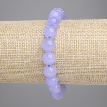 Aquamarine Bracelet with Smooth Beads, 10 mm Diameter, 18 cm Length, Elastic