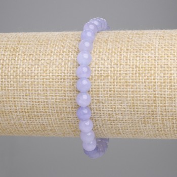 Aquamarine Bracelet with Smooth Beads, 6.5 mm Diameter, 18 cm Length, Elastic