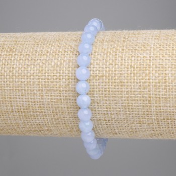 Aquamarine Bracelet with Smooth Round Beads, 6 mm Diameter, 18 cm Length, Stretch