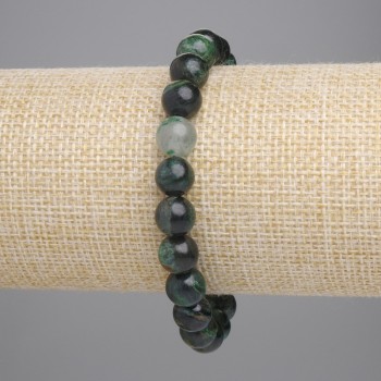 Emerald bracelet with smooth beads, 8mm diameter, 18 cm length, stretch
