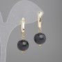 Shungite Earrings with Smooth Bead, 12 mm diameter, 35 mm length