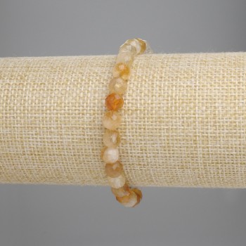 Bracelet with faceted citrine beads, 6 mm diameter, 18 cm length, elastic