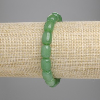 Jade Barrel Bead Bracelet 10x8mm, 18 cm long, stretch