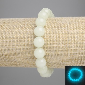 Onyx Bracelet (turquoise glow) smooth beads, 10 mm diameter, approx. 18 cm long, stretch