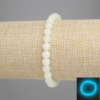 Onyx Bracelet (Turquoise Glow) Smooth Beads, 6 mm Diameter, 18 cm Length, Stretch