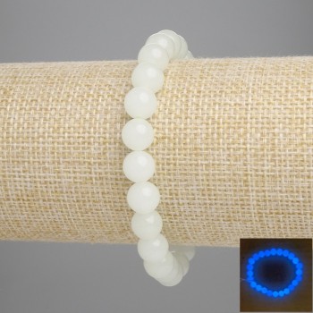 Blue Onyx Bracelet (Blue Glow) Smooth Beads, 8mm, 18cm, Stretch