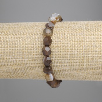Agate Bracelet with Faceted Beads, 8x7 mm, 18 cm Stretch