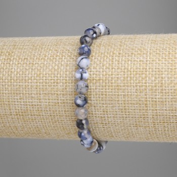 Dragon's Veins Agate Bracelet - Smooth Beads, 6mm Diameter, 18cm Length, Stretch