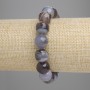 Botswana Agate Bracelet with Faceted Beads, 12 mm Diameter, 18 cm Length, Stretch