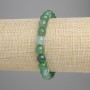 Green Agate Bracelet with Smooth Beads, 8 mm Diameter, 18 cm Length, Elastic