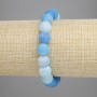 Blue Frost Agate Bracelet, Smooth Beads, 10mm Diameter, 18cm Length, Stretch