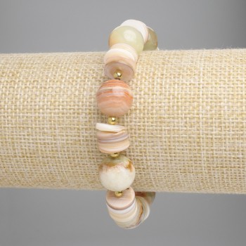 Onyx bracelet with smooth 12mm beads, rondelle spacers 10x2mm, hematite 3mm, length 18cm, stretch