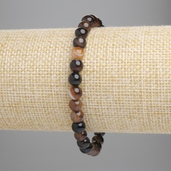 Agate bracelet with smooth beads, 6 mm diameter ± (stretch), length 18 cm+