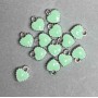 Heart-Shaped Pendant with Lime Enamel, Silver-Tone Metal, 7×8 mm, Pack of 13