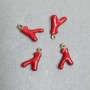 Pendant with red enamel, gold-tone metal, diameter 20×11 mm (+/-), hole diameter 2.2 mm (+/-); packaging (4 pcs)