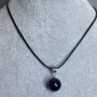 Amethyst Bead Pendant, Ball-Shaped, 14 mm Diameter, On Cord, 60 cm Length + 5 cm Chain