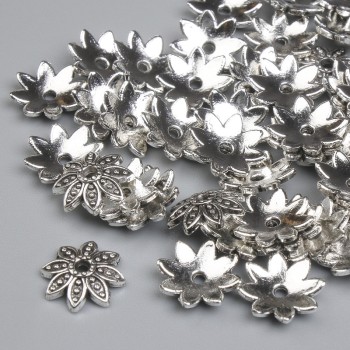 Bead Cap for Beads, Silver, 9.5×1 mm, 1.7 mm hole, Pack of 40