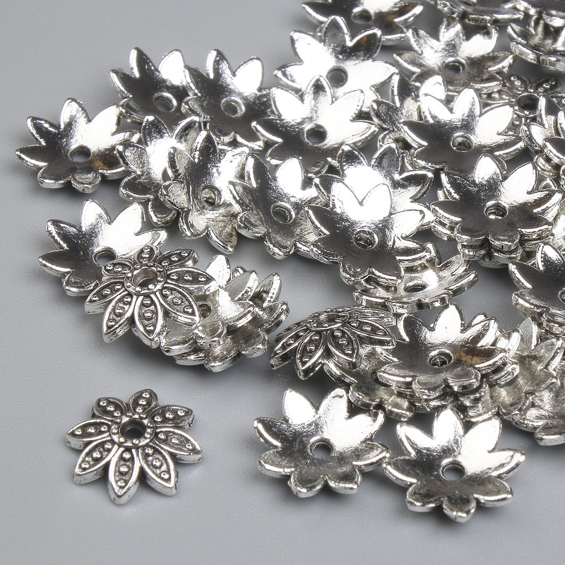 Bead Cap for Beads, Silver, 9.5×1 mm, 1.7 mm hole, Pack of 40