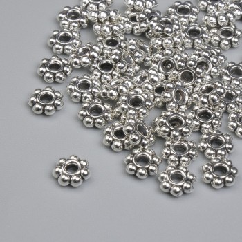 Bead insert findings, silver-tone color, 6 mm bead diameter ±, hole diameter 1.7 mm ±, packaging ~55 pcs