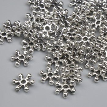 Bead inserts, metal color silver, diameter 7 mm ±, hole diameter 1.4 mm ±, packaging approx. 54 pcs.