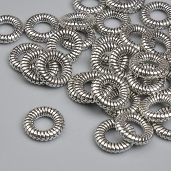 Bead insert, silver metal color, 9 mm diameter, hole ~4.3 mm, packaging ~35 pcs