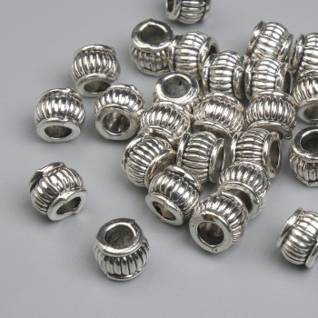 Bead Insert, Silver Color, Metal Tone, 6×5 mm, Hole Diameter ~3.2 mm, Packaging ~26 pcs