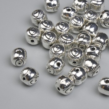 Bead insert - silver color, 6 mm diameter ±, hole diameter 0.7 mm ±, packaging 20 g ~ 27 pcs