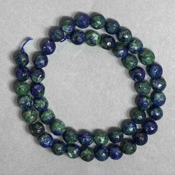 Azurite beads, faceted round beads, 8 mm diameter, 38 cm length on thread