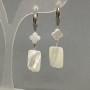 Earrings with Mother-of-Pearl - Rectangular 15x9 mm with Shamrock accent 7 mm, length approximately 45 mm