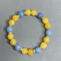 Citrine and Aquamarine Bracelet, Smooth Beads 10mm ±, with Metal Inserts, Elastic, 18 cm