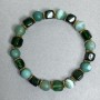 Bracelet Chrysoprase cubes 7mm + Agate beads 8mm + with metal inserts, 18 cm stretch