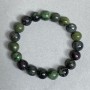 Bracelet with Seraphinite, Jadeite, and Zoisite - Smooth 10 mm Beads, Length about 18 cm, Stretch